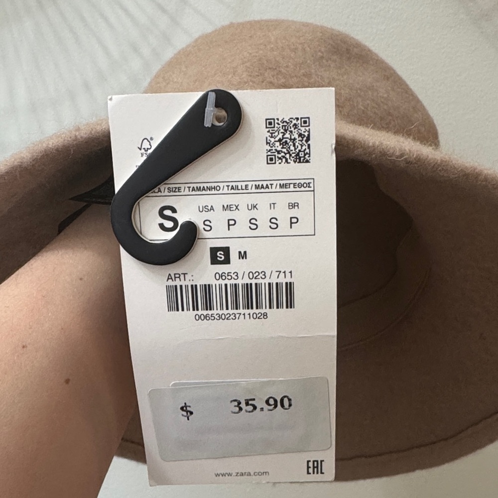 ZARA Beige Wool Blend Hat Size S – NWT - Picture 2 of 4